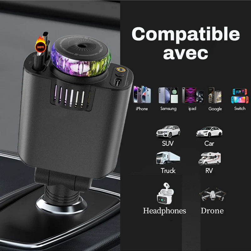 Chargeur voiture 5-en-1 rétractable