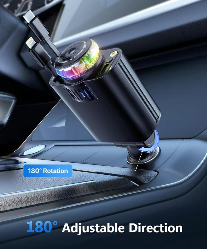 Chargeur voiture 5-en-1 rétractable