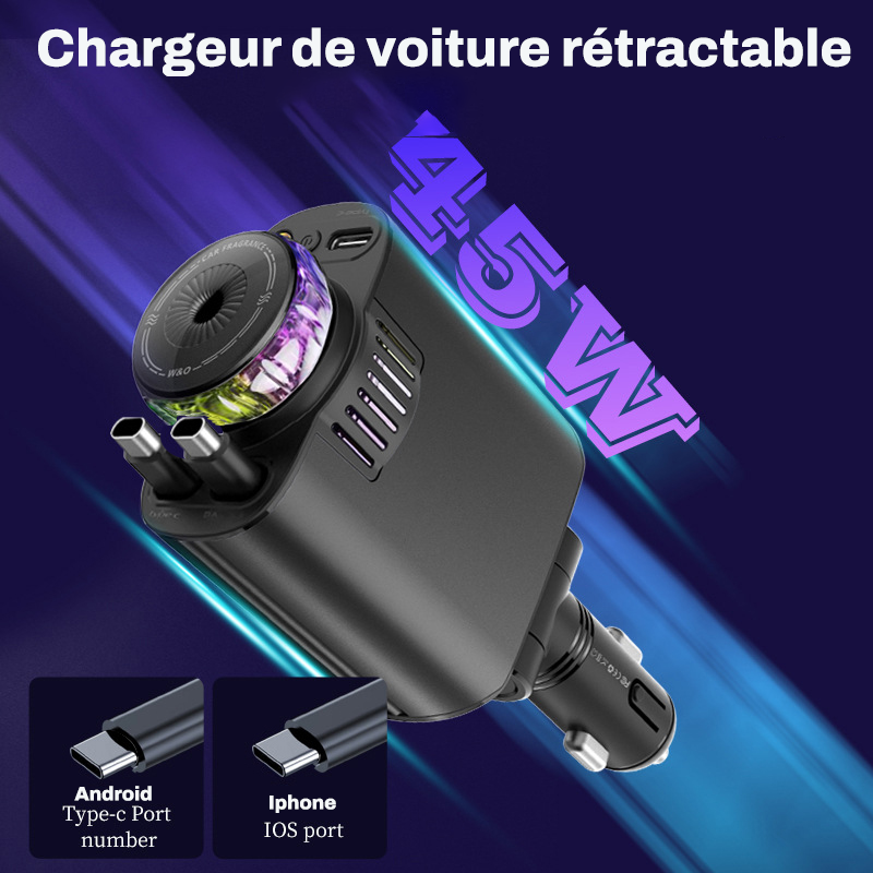 Chargeur voiture 5-en-1 rétractable